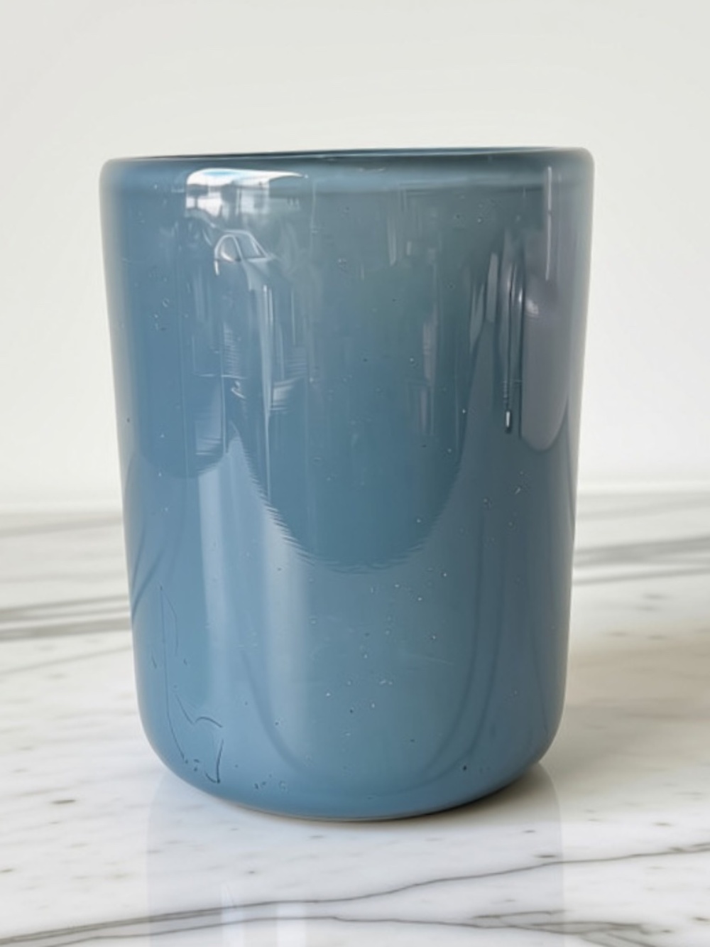 Chambray Blue Modern Glass Candle Holder